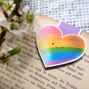 Magnetic bookmark made of photo paper // Heart "Be gay do crime"