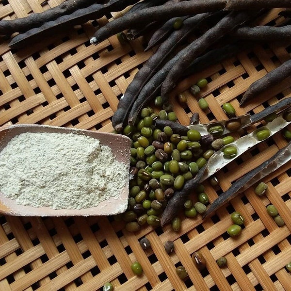 Organic Mung Bean Powder for Face and Body Cleanser and Exfoliator & Dry Shampoo