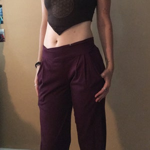 Maroon Womens Cotton Loose Pants