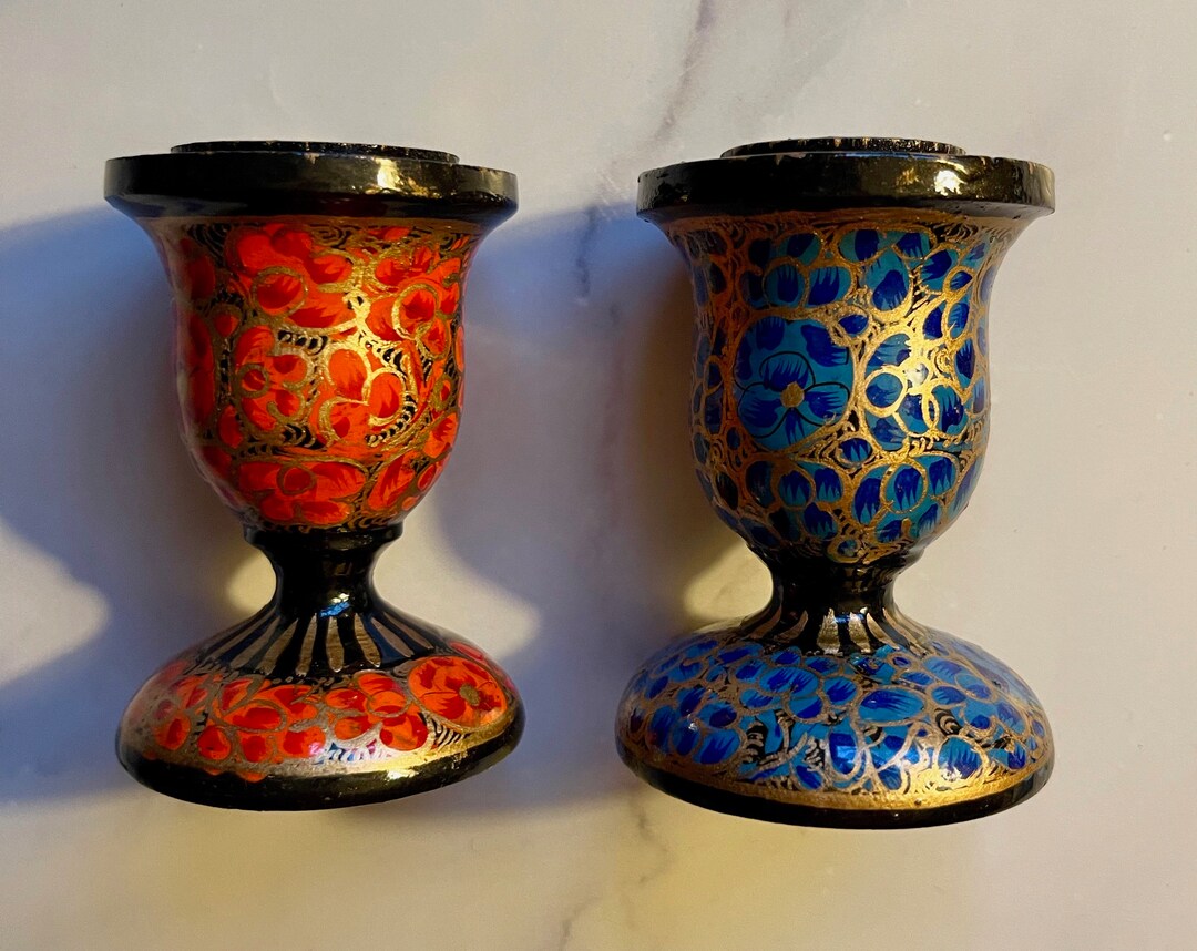 Paper Mâché Candle Holders Set Etsy