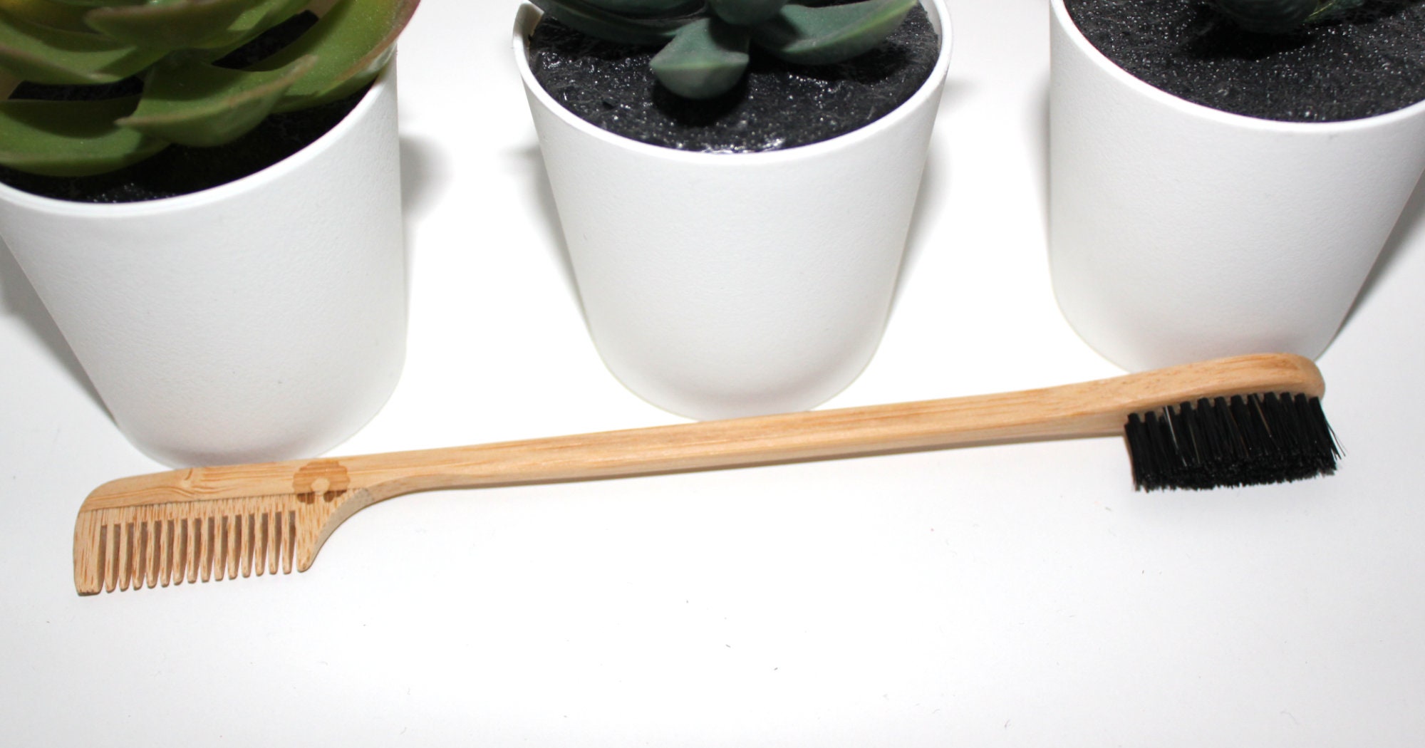 Bamboo Edge Brush and Comb Etsy