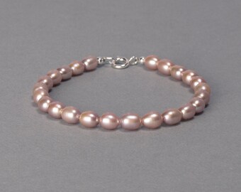 Pink Pearl Bracelet, Natural Rice Pearl Bracelet, Gift For Her, Wedding Bracelet, Bridesmaids Gift, Birthday Gift
