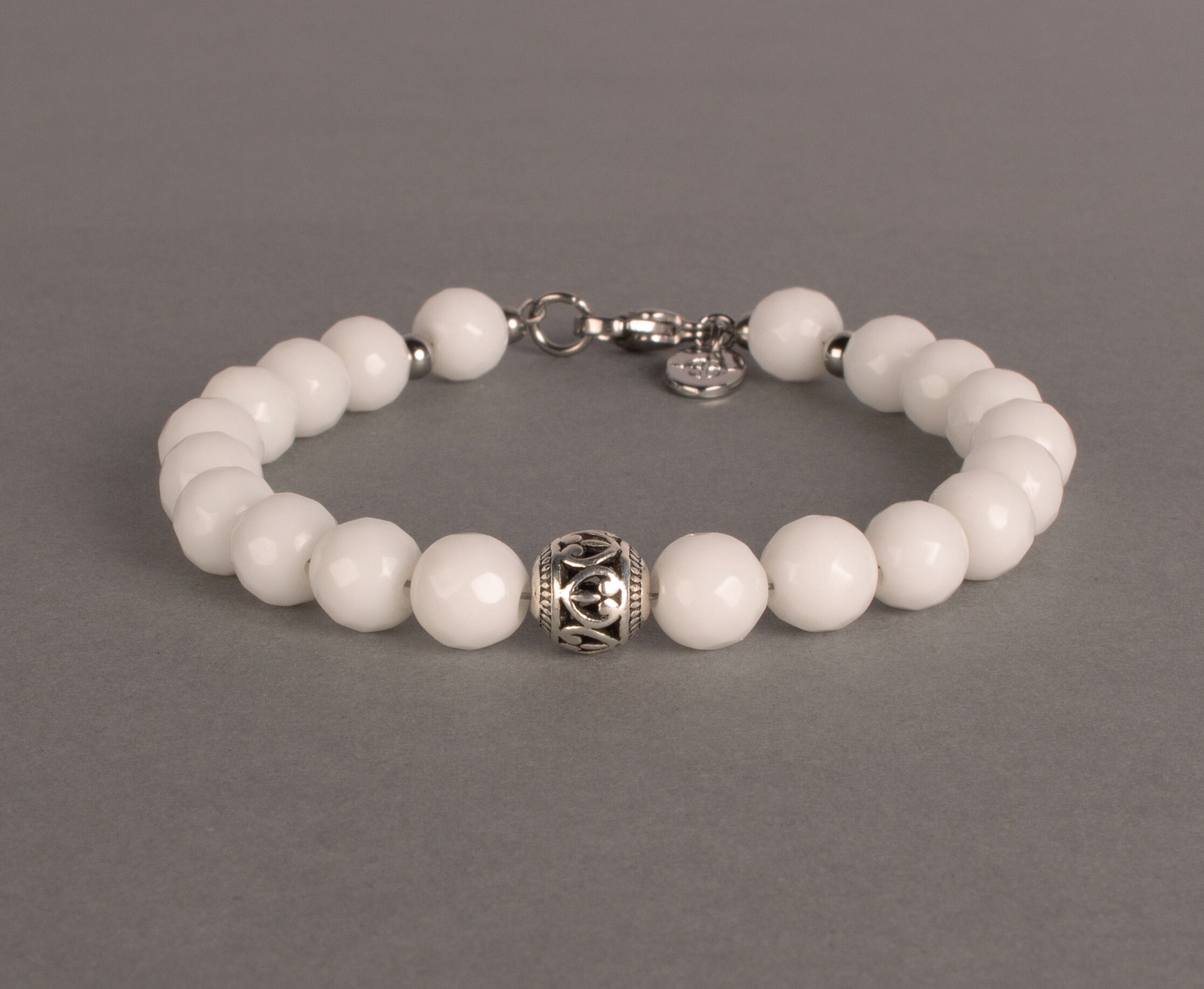 White Jade Bracelet 8mm Beaded Gemstone Bracelet With Clasp - Etsy UK