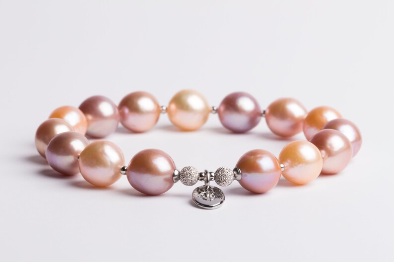 Pink And Peach Tone Freshwater Pearl Bracelet Natural Pearl Bracelet Birthday Gift Gift For Her Bridesmaid Gift Mother/'s Day Gift
