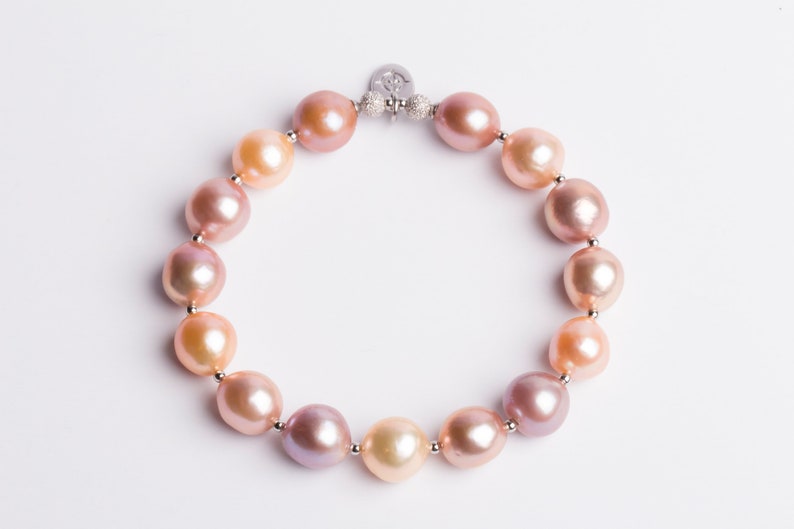 Pink And Peach Tone Freshwater Pearl Bracelet Natural Pearl Bracelet Birthday Gift Gift For Her Bridesmaid Gift Mother/'s Day Gift