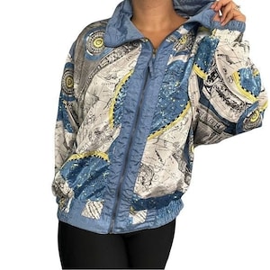 Veste coupe-vent carte rétro vintage des années 1990 par River Edge Sport