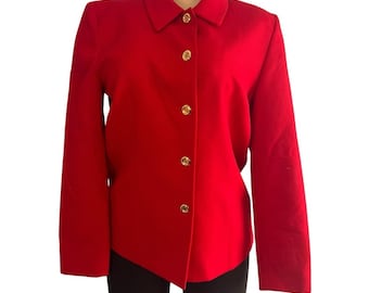 Kurtka Pendleton Vintage Red Button Front Lined Jacket w kolorze czerwonym, wykonana w 100% z dziewiczej wełny