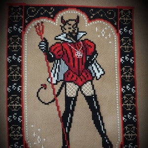 A Devil of a Time - Tony the Devil - Gothic Cross Stitch Pattern - Edwardian Cross Stitch - Digital PDF