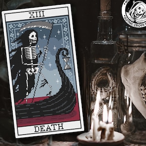 The Death Card - Tarot Card Pattern - Gothic Cross Stitch Pattern  - Goth Cross Stitch - Death Cross Stitch - Night Spirit Studio - PDF