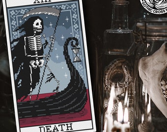 The Death Card - Tarot - Gothic Cross Stitch Pattern  - Death Cross Stitch - Tarot Cross Stitch - Witch Cross Stitch - Digital PDF