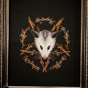 The Opophomet - Satanic Opossum Baphomet - Gothic Cross Stitch Pattern - Devil Cross Stitch - Cottagecore, Satan, Pentagram - Digital PDF