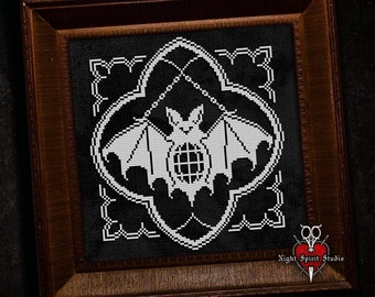 Ornate Bat Lantern - Gothic Cross Stitch Pattern - Bat Cross Stitch - Witch Cross Stitch - Victorian Goth Gothic Architecture - Digital PDF