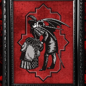 Victorian Vampire's Kiss Gothic Cross Stitch Pattern (PDF)