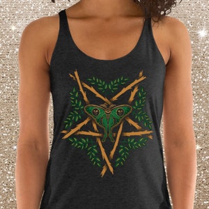 Luna Moth Tank Top — Pentagram, Witchy, Gothic