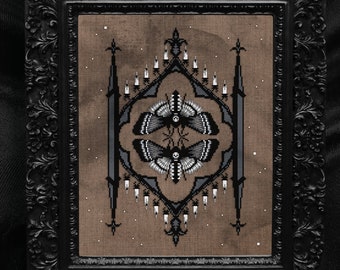 Reliquary - Death&#39;s Head Moth Cross Stitch - Gothic Cross Stitch Pattern - Memento Mori Cross Stitch - Witchcraft Cross Stitch - Digital PDF