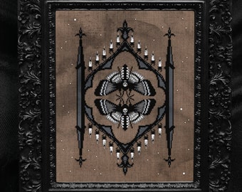 Reliquary - Death's Head Moth Cross Stitch - Gothic Cross Stitch Pattern - Memento Mori Cross Stitch - Witchcraft Cross Stitch - Digital PDF