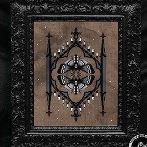 Death&#39;s Head Moth Cross Stitch Pattern — Gothic Reliquary (PDF)