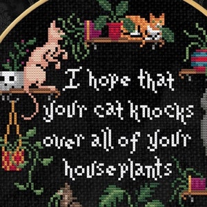 Gothic Cats vs Houseplants Cross Stitch Pattern (PDF)
