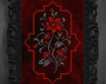 Victorian Flowers Cross Stitch Pattern | Gothic Vampire's Boudoir (PDF)