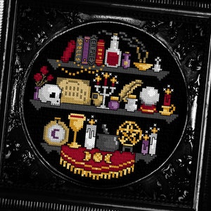 Witchcraft Supply - Gothic Cross Stitch Pattern - Witch Cross Stitch - Goth Cross Stitch - Shelf Cross Stitch - Miniature, Whimsigoth - PDF