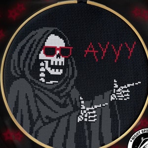 Cool Dude Grim Reaper - Gothic Cross Stitch Pattern - Skeleton Cross Stitch - Meme Cross Stitch - Gay Cross Stitch - Goth - LGBTQIA+ - PDF