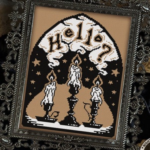 Gothic Séance Cross Stitch Pattern: Victorian Candle Ghost (Digital PDF)