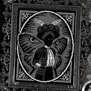 Gothic Cryptid Cross Stitch Pattern — Meg the Moth Woman (PDF)