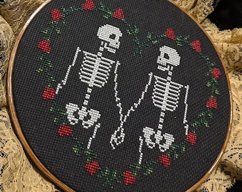 Until We're Dust - Skeleton Couple in Love Gothic Cross Stitch Pattern  - Gothic Cross Stitch - Goth - Night Spirit Studio - Digital PDF