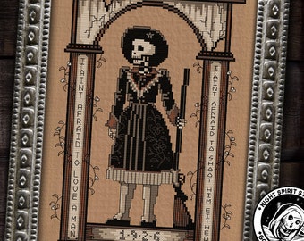 Dead Outlaw Cowgirl Cross Stitch Pattern | Southern Gothic, Western Skeleton (PDF)