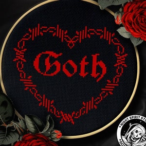 Gothic Barbed Wire Heart Cross Stitch Pattern (PDF)