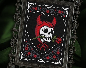 Kruissteekpatroon Unholy Admirer | Gothic Devil Valentine (pdf)