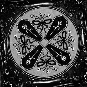 Mirrored Coffins - Victorian Mourning - Gothic Cross Stitch Pattern - Goth Cross Stitch - Gothic Biscornu Cross Stitch Pattern - Digital PDF