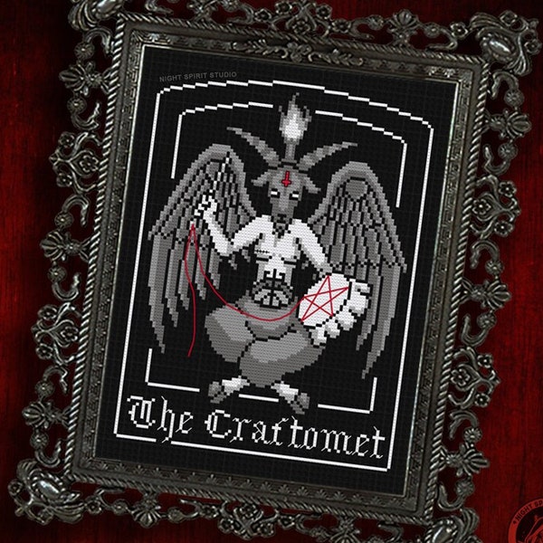 De Craftomet - Gotisch kruissteekpatroon - Satanische kruissteek - Baphomet kruissteek - Goth kruissteek - Demonen duivel - Digitale PDF