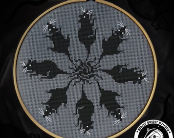 Behold the Rat King -  Black Plague Cross Stitch - Gothic Cross Stitch Pattern - Halloween Cross Stitch - Victorian Mourning -  Digital PDF