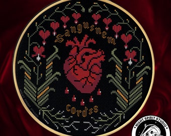 Gothic Bleeding Heart Cross Stitch Pattern | Anatomical (PDF)