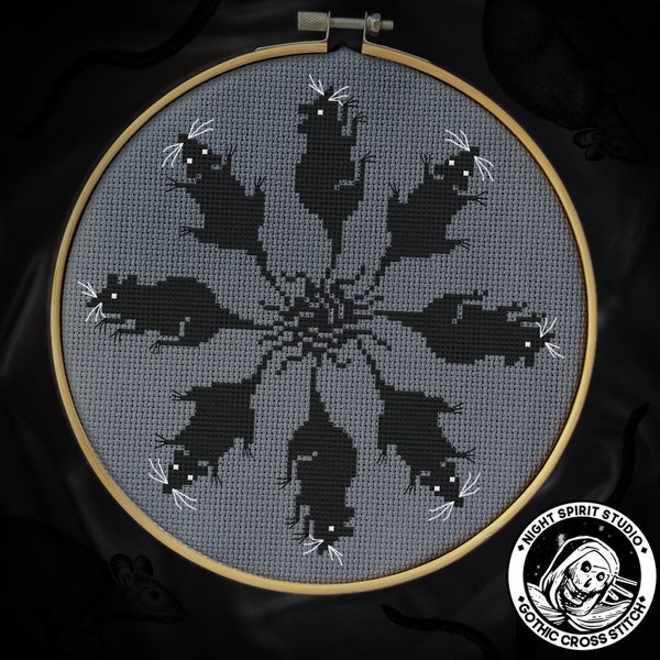 Behold the Rat King -  Black Plague Cross Stitch - Gothic Cross Stitch Pattern - Halloween Cross Stitch - Victorian Mourning -  Digital PDF