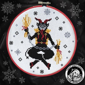 Krampus Baphomet - Gothic Cross Stitch Pattern - Holiday Cross Stitch- Christmas Cross Stitch - Digital PDF