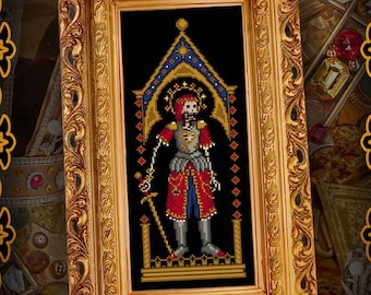 Jeweled Skeleton King Cross Stitch Pattern: Medieval Goth (PDF)