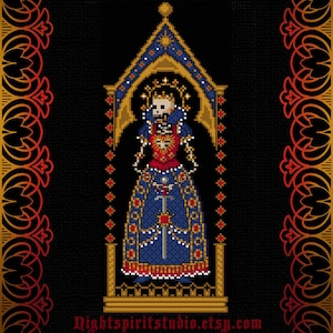 Jeweled Skeleton Queen - Medieval Gothic Cross Stitch Pattern - Goth Cross Stitch - History Cross Stitch - Victorian Mourning - Digital PDF