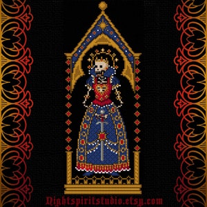 Jeweled Skeleton Queen - Gothic Cross Stitch Pattern - Medieval Cross Stitch - History Cross Stitch - Tarot - Digital PDF