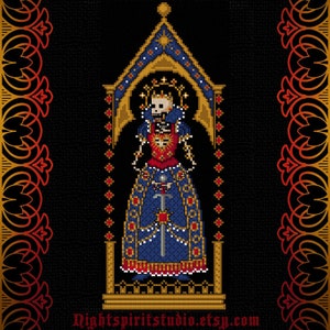 Jeweled Skeleton Queen - Medieval Gothic Cross Stitch Pattern - Goth Cross Stitch - History Cross Stitch - Victorian Mourning - Digital PDF