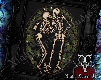 Hasanlu Lovers Cross Stitch Pattern | Gothic Skeleton Couple (PDF)