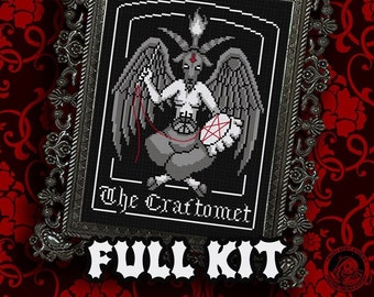 KIT - The Craftomet - Gothic Cross Stitch Pattern - Satanic Cross Stitch - Baphomet Cross Stitch - Goth Cross Stitch -  Night Spirit Studio