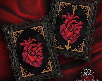 Miniature Victorian Valentine - Gothic Cross Stitch Pattern - Heart Cross Stitch - Valentine Cross Stitch - Miniature Cross Stitch - PDF