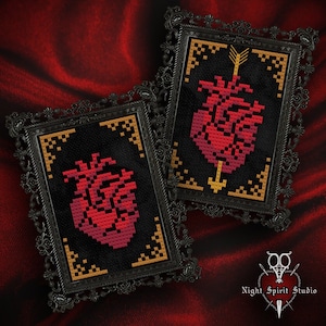 Miniature Victorian Valentine - Gothic Cross Stitch Pattern - Heart Cross Stitch - Valentine Cross Stitch - Miniature Cross Stitch - PDF