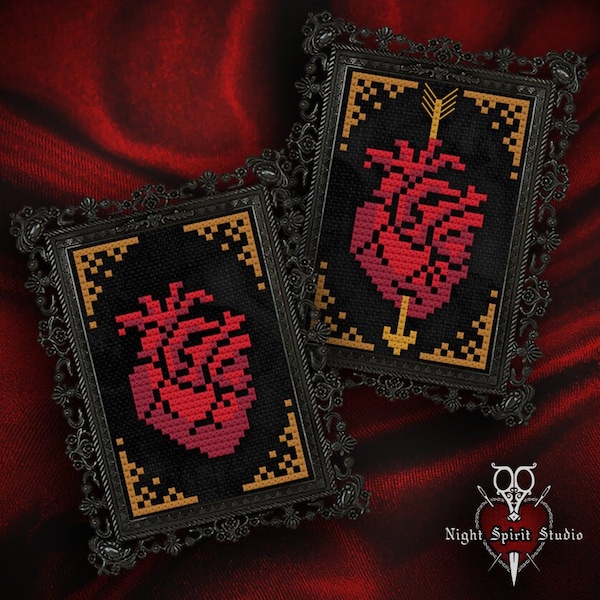 Miniature Victorian Valentine - Gothic Cross Stitch Pattern - Heart Cross Stitch - Valentine Cross Stitch - Miniature Cross Stitch - PDF