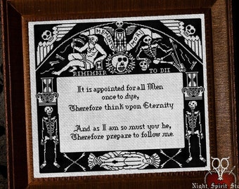 17th Century Death Notice - 1640 - History Cross Stitch - Gothic Cross Stitch - Woodcut Cross Stitch - Memento Mori - Digital PDF