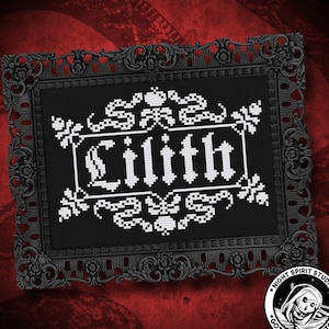 Hail Lilith Gothic Cross Stitch Pattern: Witchcraft Mythology (Digital PDF)