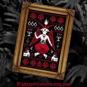 Satanic Baphomet Cross Stitch Pattern: Gothic Sampler (PDF)