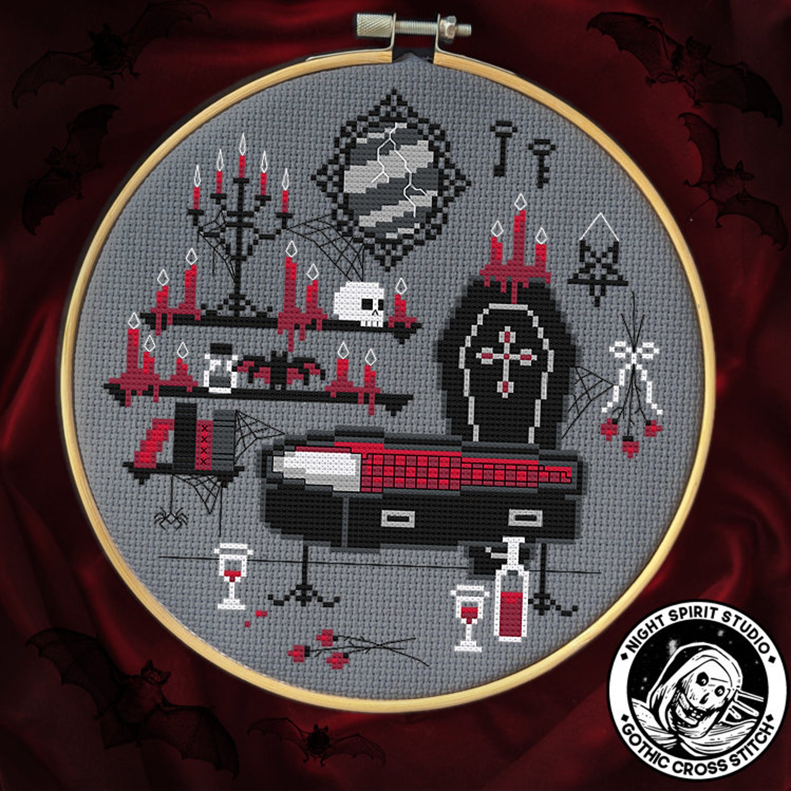 The Vampire Den Gothic Cross Stitch Pattern Gothic Shelf Etsy Canada